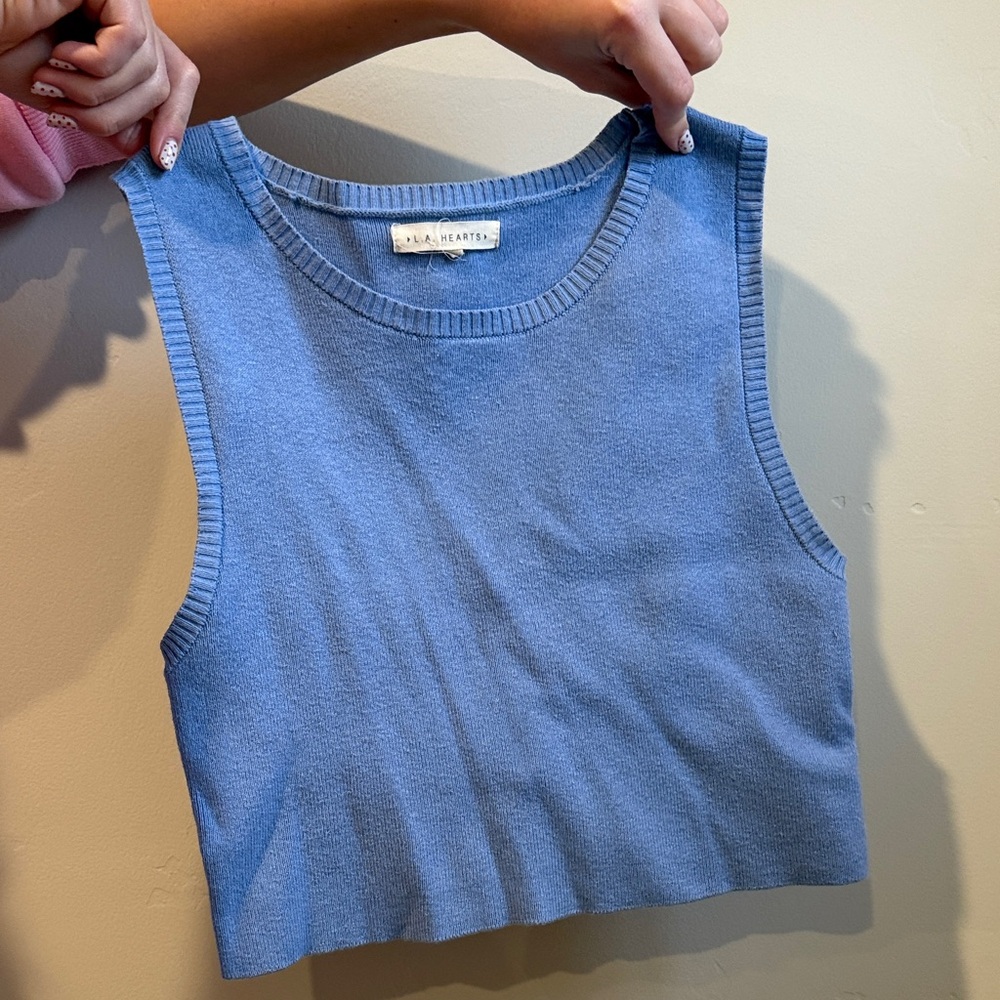 Blue Sleeveless Knit Top